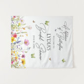 Vlinders Wildflower Vrijgezellenfeest Achtergrond Wandkleed (Voorkant (horizontaal))