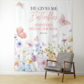 Vlinders Wildflower Vrijgezellenfeest Achtergronde Wandkleed (In situ)