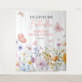 Vlinders Wildflower Vrijgezellenfeest Achtergronde Wandkleed (Voorkant)