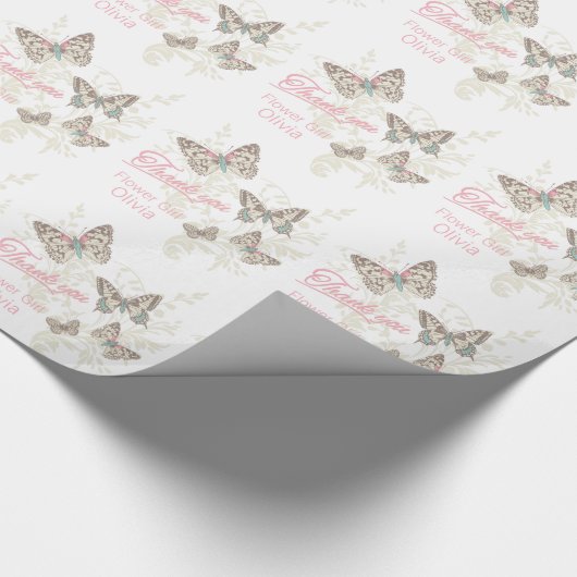 Vlinders wit roze bruiloft gunst dank u cadeaupapier (Hoek)