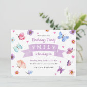 Vlinders zijn gratis verjaardagsfeestje kaart (Staand voorkant)