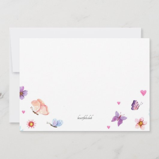 Vlinders zijn gratis verjaardagsfeestje kaart (Achterkant)