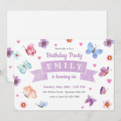 Vlinders zijn gratis verjaardagsfeestje kaart (Voorkant / Achterkant)