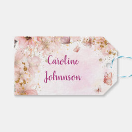 Vlinders zoenen en verjaardagswensen cadeaulabel