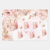 Vlinders zoenen en verjaardagswensen inpakpapier vel (Voorkant 2)