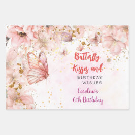 Vlinders zoenen en verjaardagswensen inpakpapier vel