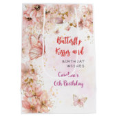 Vlinders zoenen en verjaardagswensen medium cadeauzakje (Achterkant)