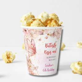 Vlinders zoenen en verjaardagswensen papieren bekers