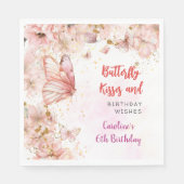 Vlinders zoenen en verjaardagswensen servet (Voorkant)