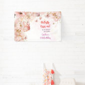 Vlinders zoenen en verjaardagswensen spandoek (Insitu)