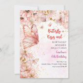 Vlinders zoenen en Verjaardagswensen Uitnodiging (Voorkant)