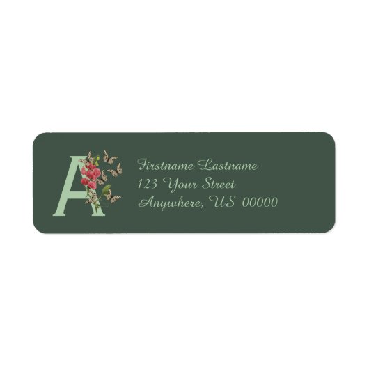 Vlinders Zoete Erwt Monogram Eerste Letter A Adres Etiket (Voorkant)