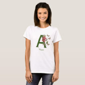 Vlinders Zoete Erwt Monogram Eerste Letter A Naam T-shirt (Voorkant volledig)