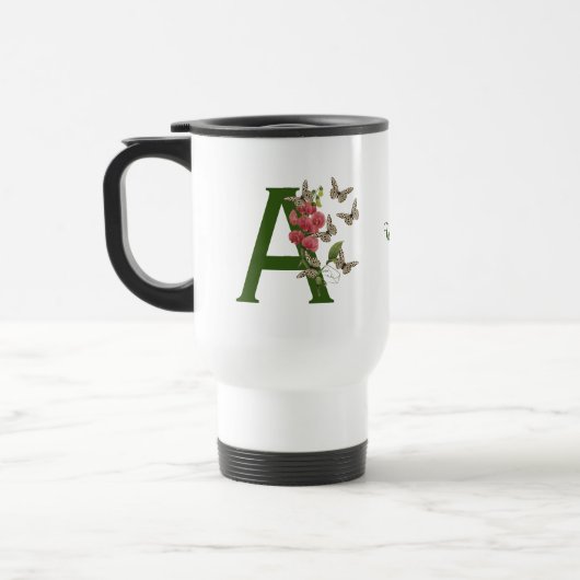 Vlinders Zoete Erwt Monogram Eerste Letter A Uw Na Reisbeker (Links)