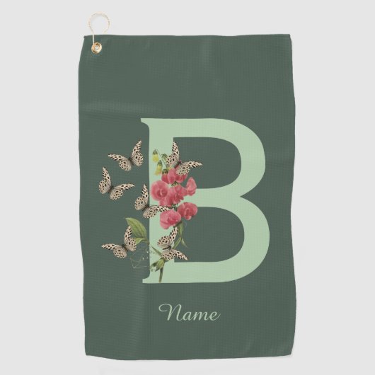 Vlinders Zoete Erwt Monogram Eerste Letter B Naam Golfhanddoek (Voorkant)