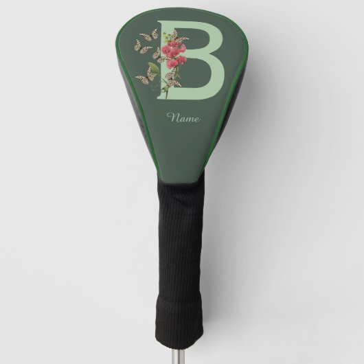 Vlinders Zoete Erwt Monogram Eerste Letter B Naam Golfheadcover (Voorkant)