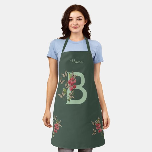 Vlinders Zoete Erwt Monogram Eerste Letter B Uw Na Schort (Gedragen)