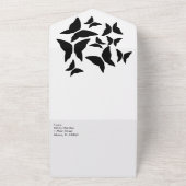 Vlinders Zwart Wit Typografie  All In One Uitnodiging (Buitenkant)