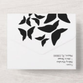 Vlinders Zwart Wit Typografie  All In One Uitnodiging (Achterkant)