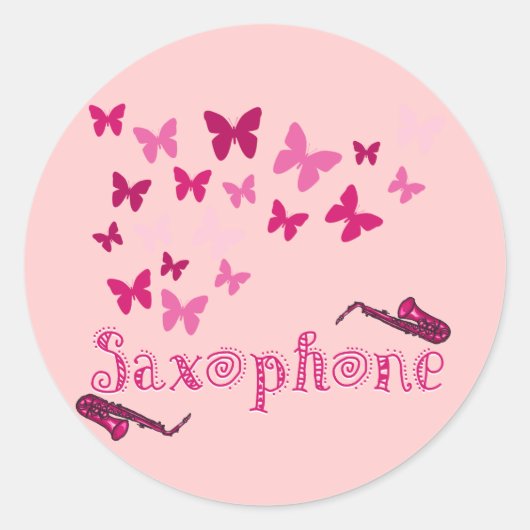 vlindersaxofoon ronde sticker (Voorkant)