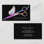 Vlinderschaar op zwarte haarstylist visitekaartje (Voorkant / Achterkant)