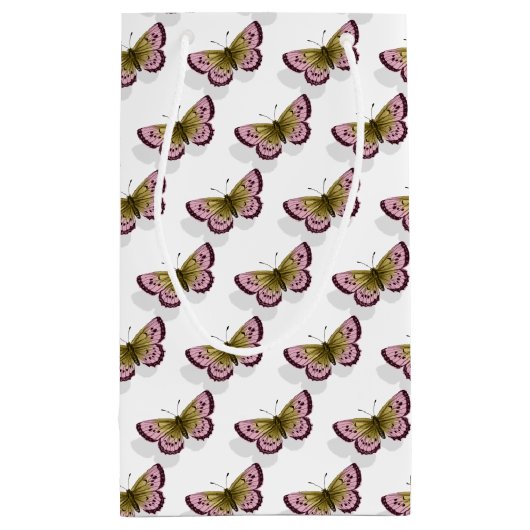 vlinderschaduw op wit klein cadeauzakje (Achterkant)