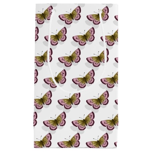 vlinderschaduw op wit klein cadeauzakje (Voorkant)