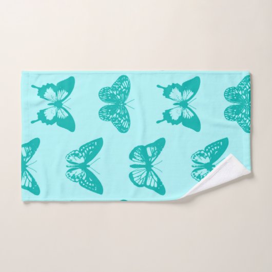 Vlinderschets, aqua en turquoise bad handdoek (Handdoek)