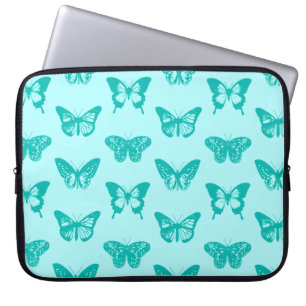 Vlinderschets, aqua en turquoise laptop sleeve