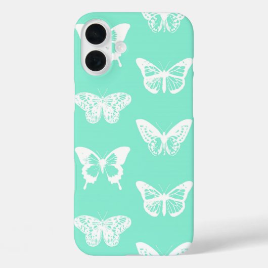 Vlinderschets, aqua en wit Case-Mate iPhone case (Achterkant)