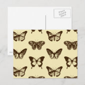 vlinderschets, chocoladebruin op beige briefkaart (Voorkant / Achterkant)