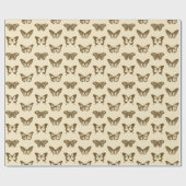 vlinderschets, chocoladebruin op beige cadeaupapier (Vlak)