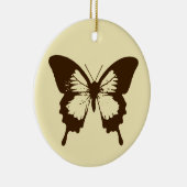 vlinderschets, chocoladebruin op beige keramisch ornament (Rechts)