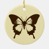 vlinderschets, chocoladebruin op beige keramisch ornament (Achterkant)