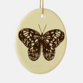 vlinderschets, chocoladebruin op beige keramisch ornament (Rechts)