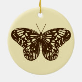 vlinderschets, chocoladebruin op beige keramisch ornament (Achterkant)