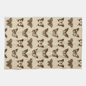 Vlinderschets, Chocoladebruin op Beige Theedoek (Horizontaal)