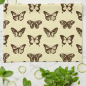 vlinderschets, chocoladebruin op beige theedoek (Gevouwen)