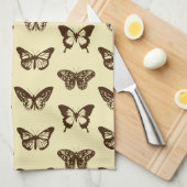 vlinderschets, chocoladebruin op beige theedoek (Quarter Fold)