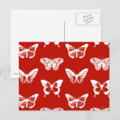 Vlinderschets, diep rood en wit briefkaart (Voorkant / Achterkant)