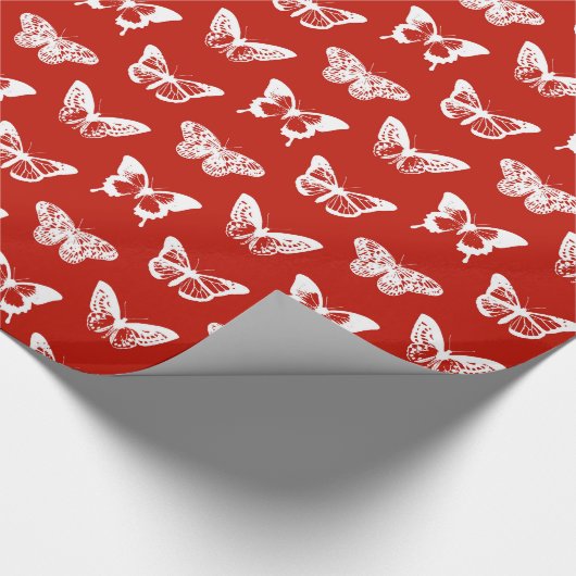Vlinderschets, diep rood en wit cadeaupapier (Hoek)