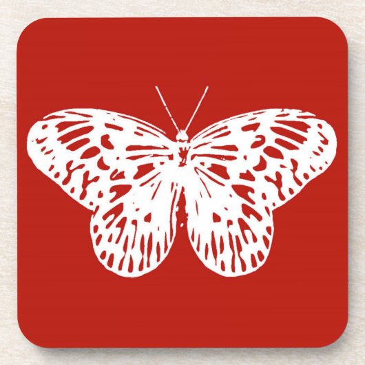 Vlinderschets, diep rood en wit drankjes onderzetter (Voorkant)