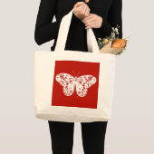 Vlinderschets, diep rood en wit grote tote bag (Voorkant (product))