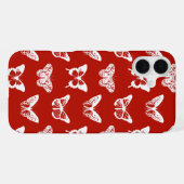 Vlinderschets, diep rood en wit iPhone hoesje (Achterkant horizontaal)