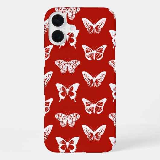 Vlinderschets, diep rood en wit iPhone hoesje (Achterkant)