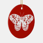 Vlinderschets, diep rood en wit keramisch ornament (Rechts)