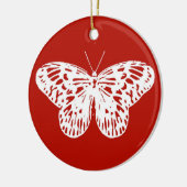 Vlinderschets, diep rood en wit keramisch ornament (Links)