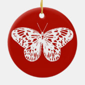 Vlinderschets, diep rood en wit keramisch ornament (Achterkant)