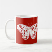 Vlinderschets, diep rood en wit koffiemok (Links)