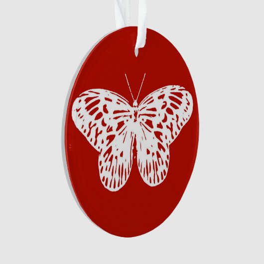 Vlinderschets, diep rood en wit ornament (voorkant)